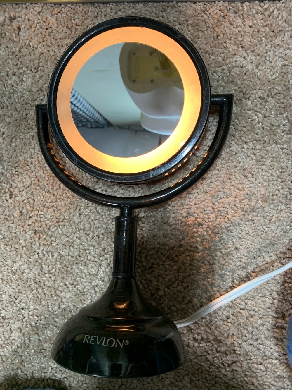 Revlon Black LED Ring Makeup Mirror with Warm Light